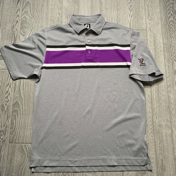 FootJoy Men’s Polo Shirt Size Large Gray Purple - Picture 1 of 4